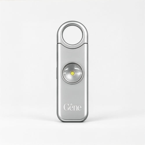 Gêne personal safety alarm in Silver, satin brushed aluminium keychain alarm #Silver