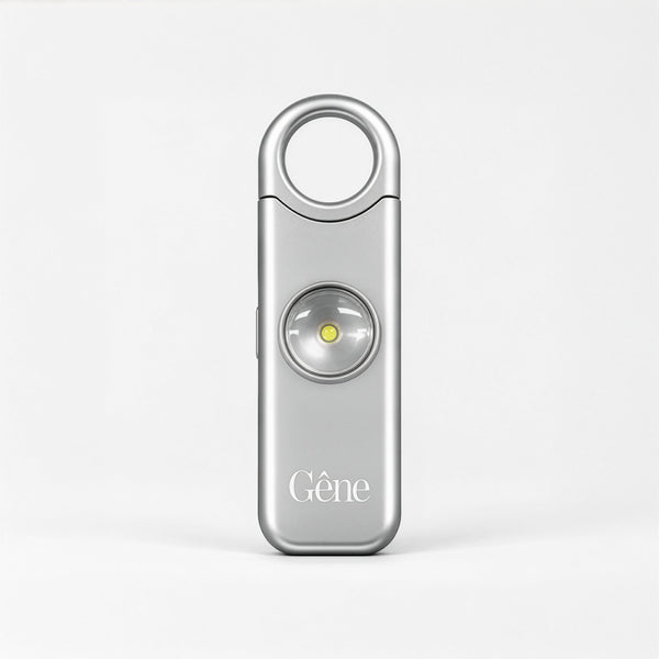 Gêne personal safety alarm in Silver, satin brushed aluminium keychain alarm #Silver